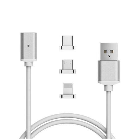 Alfais 4910 Iphone Lightning Samsung Micro Usb Type C Mıknatıslı Şarj Kablosu