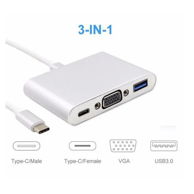 Alfais 4961 Usb 3.1 Type C To Vga Usb 3.0 Çevirici Dönüştürücü Adaptör Kablosu