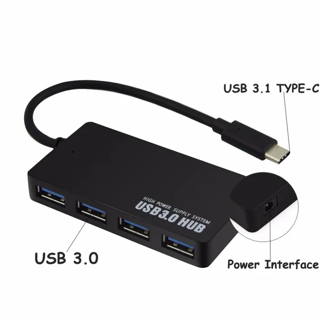 Alfais 4856 Type C Usb 3.1 4 Port USB 3.0 2.0 Hub Çoğaltıcı Çoklayıcı Dönüştürücü Switch