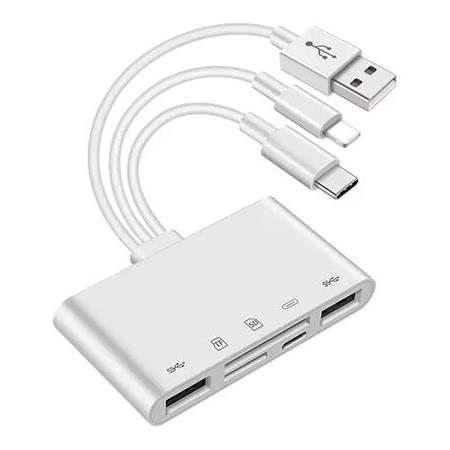 Alfais 4702 USB 3.0 Type-C Lightning To Sd, Tf Otg Kart Okuyucu Çevirici Dönüştürücü Adaptör 5in1