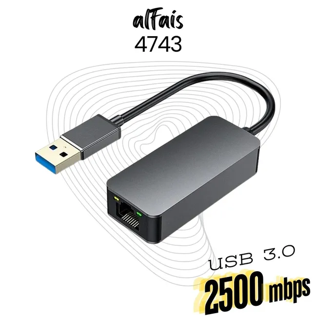 Alfais 4743 Usb To Ethernet 2500Mbps 2.5G Lan İnternet Çevirici Dönüştürücü Adaptör