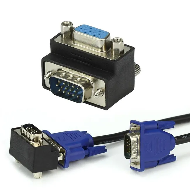 Alfais 4061 Vga Dirsek 90 Derece Köşe Adaptörü Monitör Görüntü Kablo Ucu Çevirici