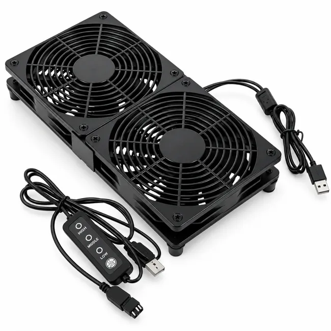 Alfais 6036 Çift USB Soğutucu Fan Laptop Modem Konsol Altı 240mm 5V 3 Kademe Hız Ayarlı ON OFF Kontr