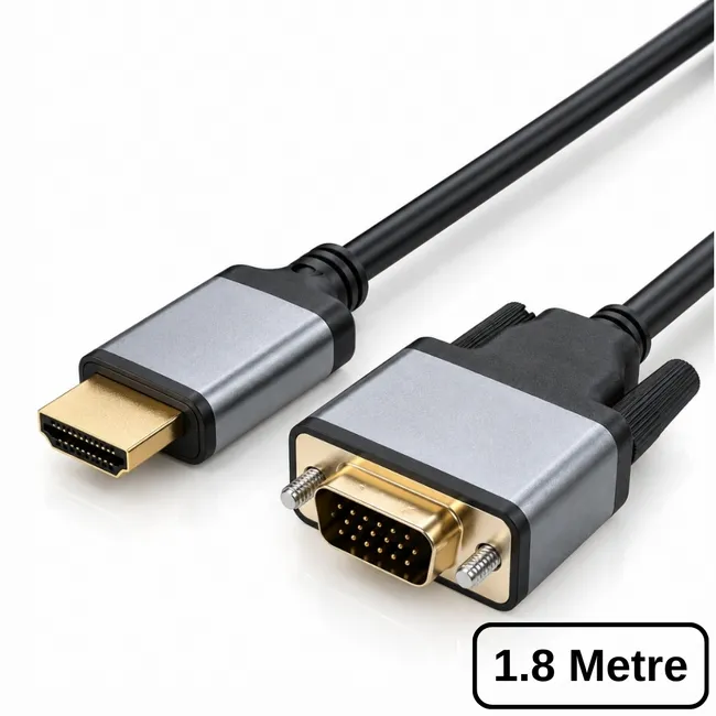 Alfais 6101 HDMI To VGA Görüntü Çevirici Dönüştürücü Adaptör Monitör Uydu Tv Kablosu 1.8m