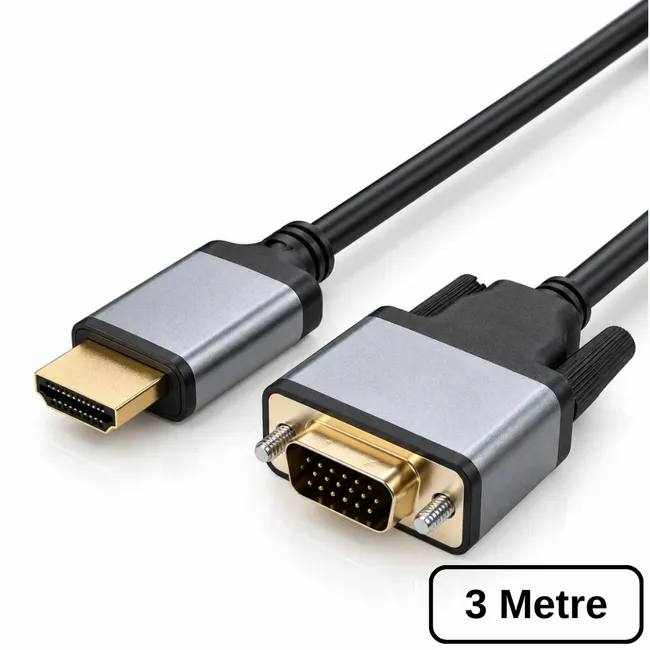 Alfais 6102 HDMI To VGA Görüntü Çevirici Dönüştürücü Adaptör Monitör Uydu Tv Kablosu 3m