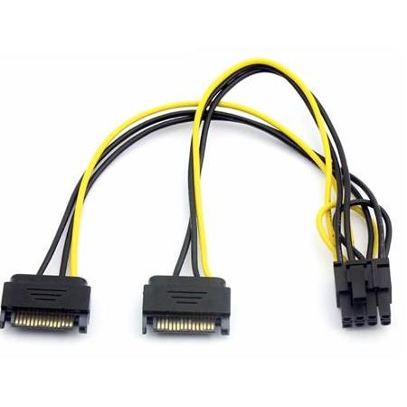 Alfais 4327 2x Sata to 8 Pin (6+2 ) Pci-e Express Güç Molex Power Kablosu Çevirici Dönüştürücü