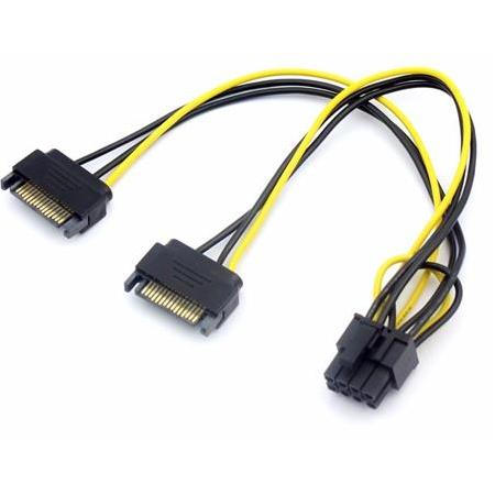 Alfais 4327 2x Sata to 8 Pin (6+2 ) Pci-e Express Güç Molex Power Kablosu Çevirici Dönüştürücü