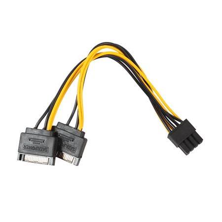 Alfais 4327 2x Sata to 8 Pin (6+2 ) Pci-e Express Güç Molex Power Kablosu Çevirici Dönüştürücü