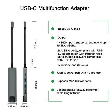 Alfais 4332 USB 3.1 Type C To Hdmi 2xusb 3.0 Gigabit Ethernet Çevirici Dönüştürücü Adaptör