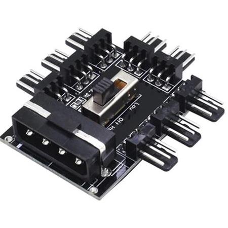 Alfais 4336 8 Port Fan Çoklayıcı Y PWM Splitter 3 pin 4 Switch