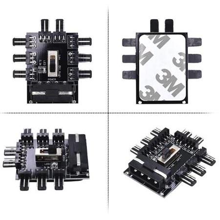 Alfais 4336 8 Port Fan Çoklayıcı Y PWM Splitter 3 pin 4 Switch