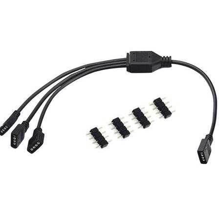 Alfais 4375 RGB Şerit 4 Pin LED Çoklayıcı Splitter Tek Kumanda 3 Çıkış