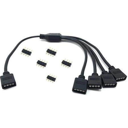 Alfais 4376 RGB Şerit 4 Pin LED Çoklayıcı Splitter Tek Kumanda 4 Çıkış