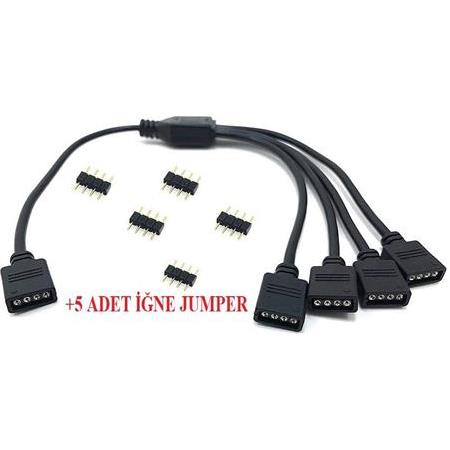 Alfais 4376 RGB Şerit 4 Pin LED Çoklayıcı Splitter Tek Kumanda 4 Çıkış