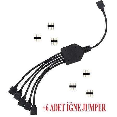 Alfais 4377 RGB Şerit 4 Pin LED Çoklayıcı Splitter Tek Kumanda 5 Çıkış