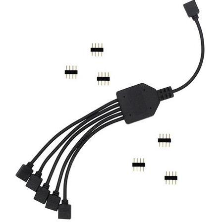 Alfais 4377 RGB Şerit 4 Pin LED Çoklayıcı Splitter Tek Kumanda 5 Çıkış