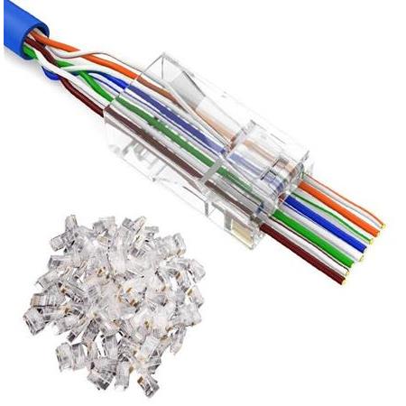 Alfais 4381 Yeni Nesil Delikli Cat6 Ez Rj45 Konnektör Utp Jack (100 Adet)