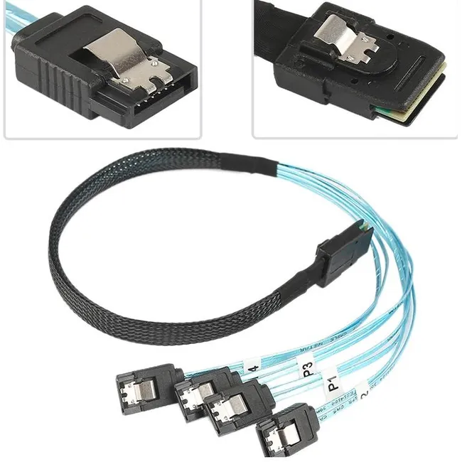 Alfais 4352 Mini Sas SFF-8087 36 Pin To 4 Port Sata 7p Çevirici Çoklayıcı Kablo