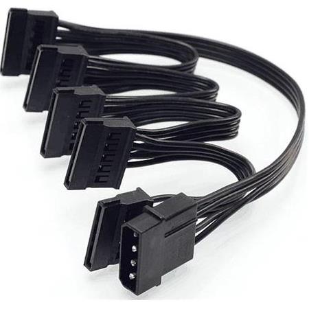 Alfais 4355 Molex IDE 4 Pin To 5 Port Sata Power HDD Güç Çoklayıcı Kablosu 60 cm