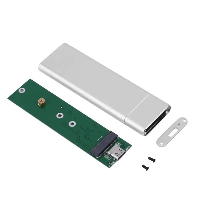 Alfais 4357 M.2 Sata SSD Ngff To Type C USB 3.0 B-Key Mini Çevirici Adaptör Harici Harddisk Kutusu