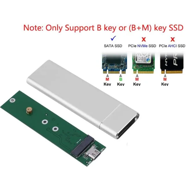 Alfais 4357 M.2 Sata SSD Ngff To Type C USB 3.0 B-Key Mini Çevirici Adaptör Harici Harddisk Kutusu