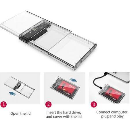 Alfais 4389 2.5 Sata Type C Usb 3.1 Usb 3.0 Şeffaf Harici Ssd Hdd Hard Disk Kutusu