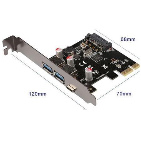 Alfais 4409 Pci-e Express 2x Port Usb 3.0 Type C 3.1 Çoklayıcı Kasa İçi Kart