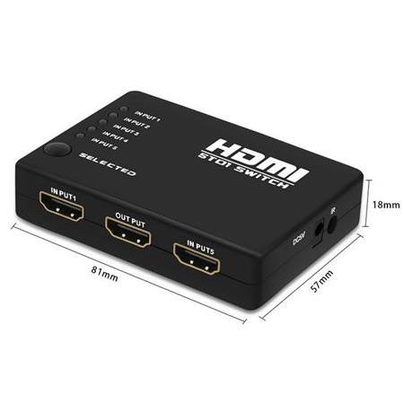 Alfais 4416 Hdmi Çoklayıcı Çoğaltıcı Switch 5 Port Kumandalı Ir Alıcılı