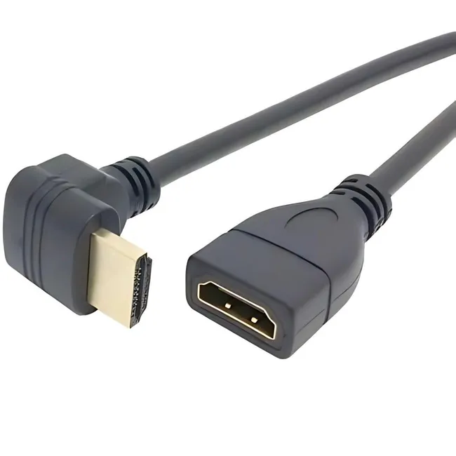 Alfais 6050 Hdmi Dişi Erkek Uzatma 90 Derece Dirsek Kablosu 15cm
