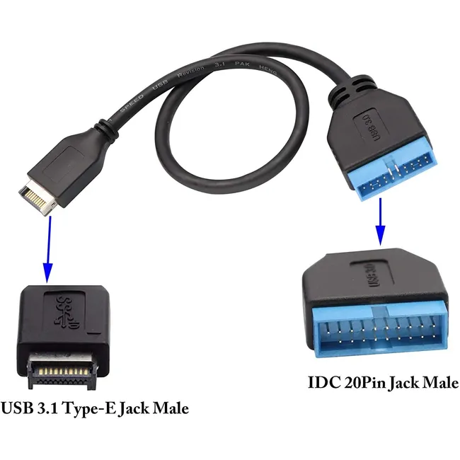 Alfais 5076 USB 3.1 Type-E Male To USB 3.0 19 20 Pin Dişi Uzatma Kablosu