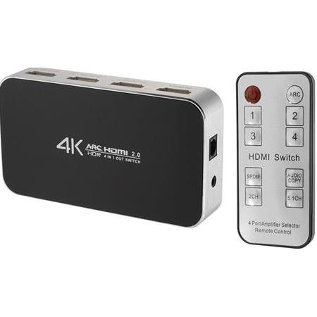 Alfais 4441 4K Hdmi 2.0 Çoklayıcı 4 Port Çoklayıcı Arc Switch Kumanda