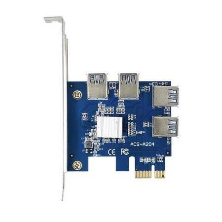 Alfais 4471 Pci-E Express 1X 1 To 4 USB 3.0 Ekran Kartı Riser Çoklayıcı