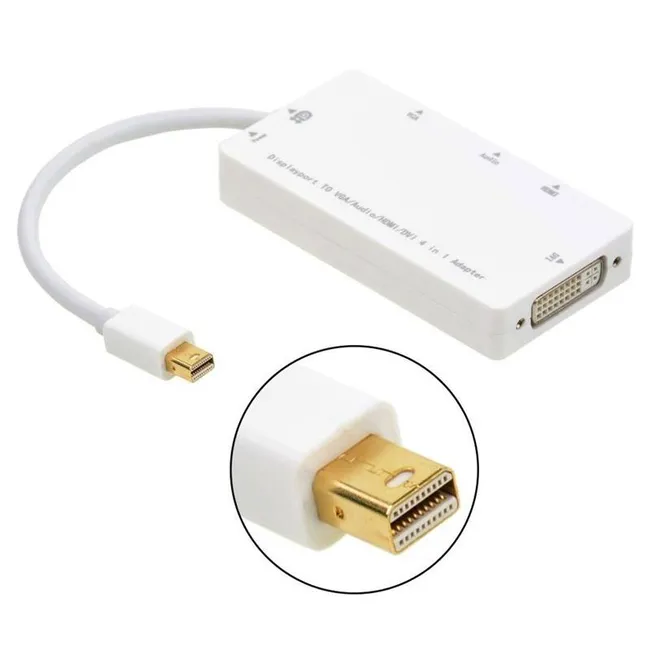 Alfais 4474 Mini displayport To Hdmi Dvi Vga 3.5mm Kulaklık Çıkışı Thunderbolt Çevirici Adaptör