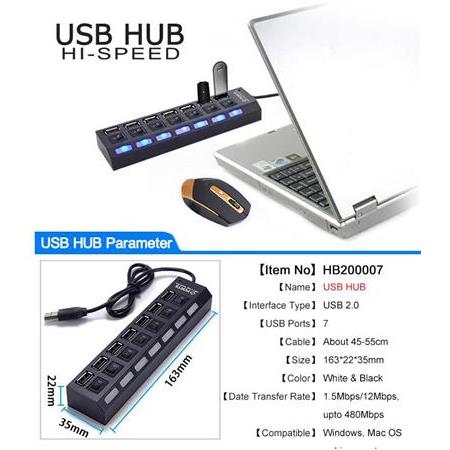 Alfais 4874 7 Port Usb Hub Switch Çoklayıcı Çoğaltıcı