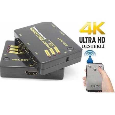 Alfais 4871 Hdmi Switch 3 Port Çoklayıcı Kumandalı 4K Ultra Hd Destekli