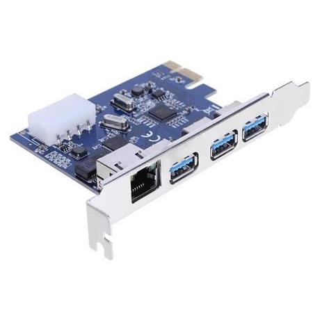 Alfais 4480 Pci-e Express Usb 3.0 Ethernet Kart 3 Port Kasa İçi Çoklayıcı