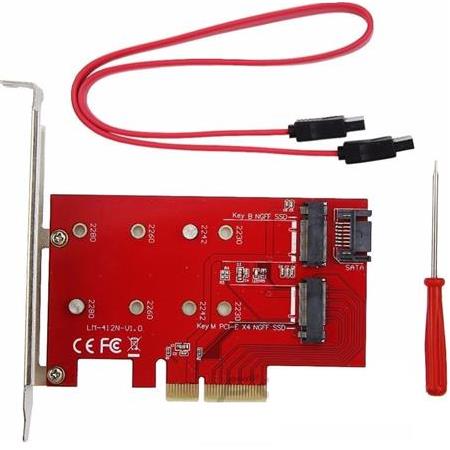 Alfais 4481 NGFF M.2 B+M Key SSD To PCI-E Kart 4x Çevirici Dönüştürücü