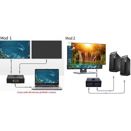 Alfais 4494 2 Port Çift Yönlü Hdmi Switch Splitter Ekran Monitör Çoklayıcı Çoğaltıcı Bidirection