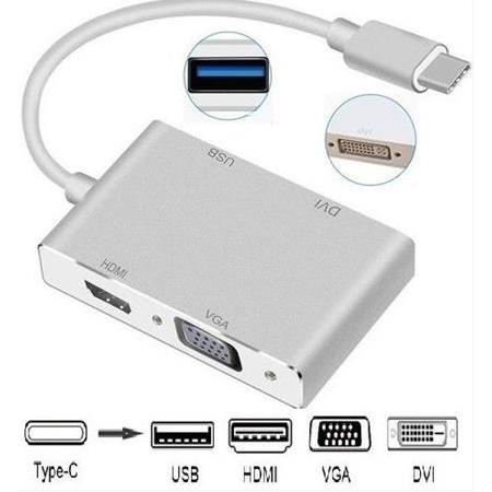 Alfais 4498 USB 3.1 Type-C To Hdmi / VGA / DVI / USB 3.0 Dönüştürücü Adaptör