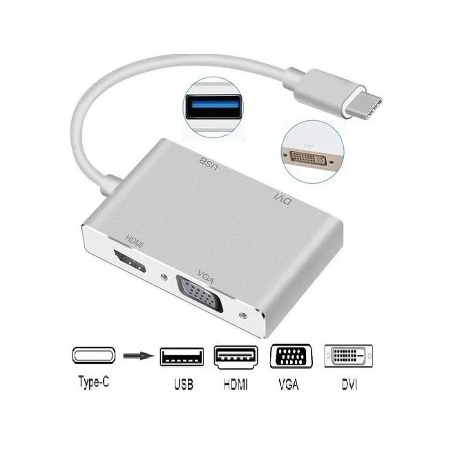 Alfais 4498 USB 3.1 Type-C To Hdmi / VGA / DVI / USB 3.0 Dönüştürücü Adaptör
