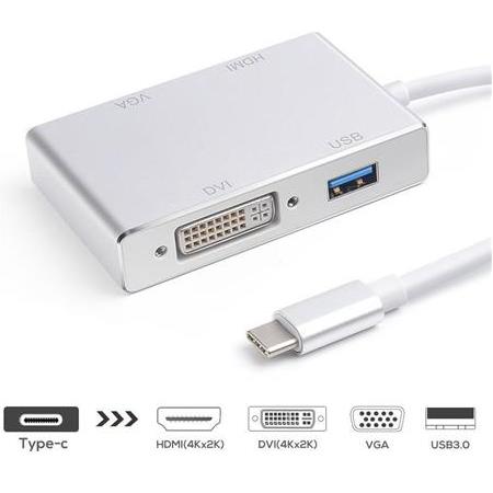 Alfais 4498 USB 3.1 Type-C To Hdmi / VGA / DVI / USB 3.0 Dönüştürücü Adaptör