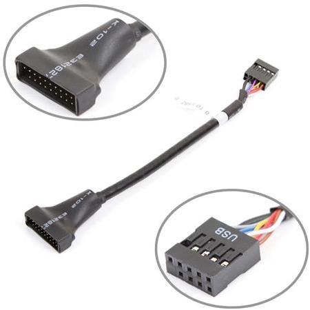 Alfais 4584 9 Pin USB 2.0 Dişi - 19 Pin USB 3.0 Erkek Çevirici Dönüştürücü Adaptör Kablosu