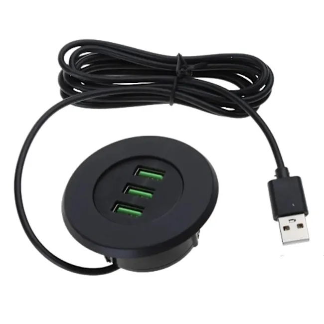 Alfais 6028 USB 3 Port Hub Masaüstü Gömme Çoklayıcı Çoğaltıcı Kablolu Şarj