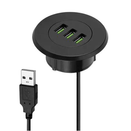 Alfais 6028 USB 3 Port Hub Masaüstü Gömme Çoklayıcı Çoğaltıcı Kablolu Şarj