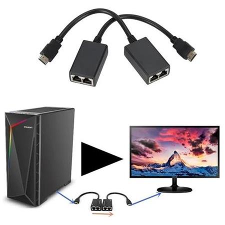 Alfais 4757 Hdmi Rj45 Cat5e 6 Extender Uzatıcı Uzatma Aparatı Adaptör 1080p