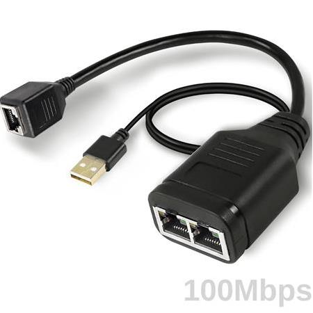 Alfais 4711 1x2 Port RJ45 USB Güç Destekli Ethernet Switch Splitter Çevirici Çoklayıcı