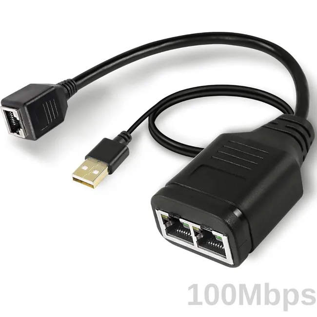 Alfais 4711 1x2 Port RJ45 USB Güç Destekli Ethernet Switch Splitter Çevirici Çoklayıcı
