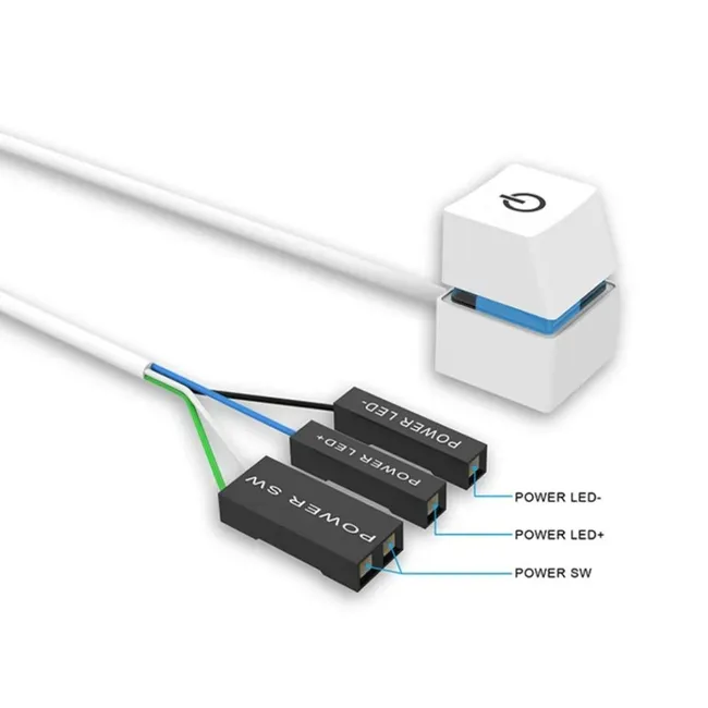 Alfais 5015 PC Led Işıklı Harici Başlatma Güç Açma Kapama Düğmesi  Anakart 1.8m