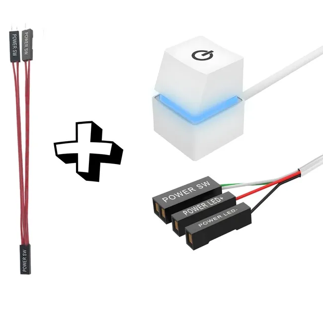 Alfais 5015 PC Led Işıklı Harici Başlatma Güç Açma Kapama Düğmesi  Anakart 1.8m