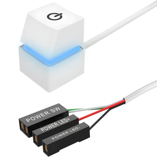 Alfais 5015 PC Led Işıklı Harici Başlatma Güç Açma Kapama Düğmesi  Anakart 1.8m